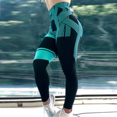 Striped Digital Printing Hip Lifting High Waist Fitness Yoga Leggings Women