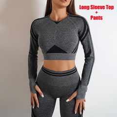 Seamless Yoga Pants Sports Gym Fitness Leggings Or Long Sleeve Tops Outfits Butt Lifting Slim Workout Sportswear Clothing