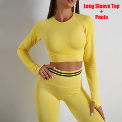 Seamless Yoga Pants Sports Gym Fitness Leggings Or Long Sleeve Tops Outfits Butt Lifting Slim Workout Sportswear Clothing