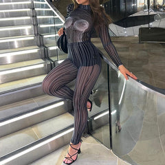 Printed Stand Collar Tight Long Sleeve Top Hip Lifting Leggings Fashion Suit