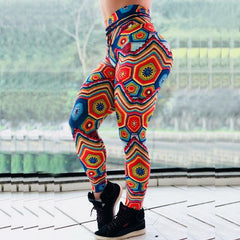 Colorful jacquard high waist print sports fitness bottoming yoga pants