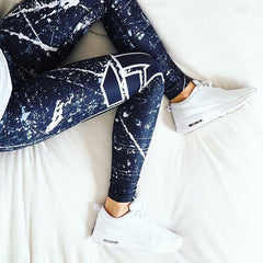 Printed European And American Fitness Breech Pants