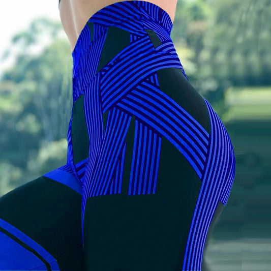 Striped Digital Printing Hip Lifting High Waist Fitness Yoga Leggings Women