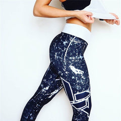 Printed European And American Fitness Breech Pants