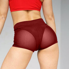 Mesh Stitching Personality  Sports Yoga Stretch Shorts