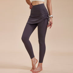 Short Skirt Design Yoga Pants Fake Two-piece Anti-exposure Butt-covering Seamless High-waisted Leggings For Dance Sports Fitness Pants