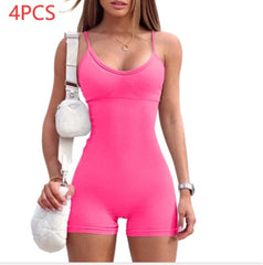 Spaghetti Strap Shorts Jumpsuit Sports Yoga Workout Tight Romper Women Fashion Fitness Sportwear